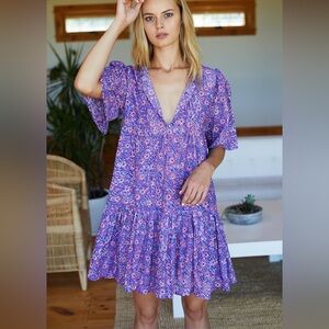 Emerson Fry India Collection Violet Wildflower Isla Dress Size XS/S